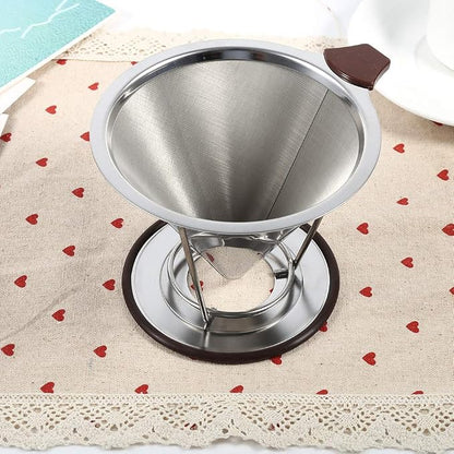 304 Stainless Steel Coffee Cone Filter, Double Layer Mesh Drip Dripper - Image 5