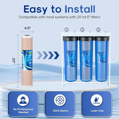 ICEPURE 4.5" x 20" Whole House CTO Carbon Water Filter, Activated Carbon Block - Image 7