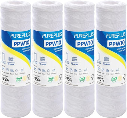 PUREPLUS 10 Micron 10"x2.5" Whole House String Wound Sediment Filter by PUREPLUS
