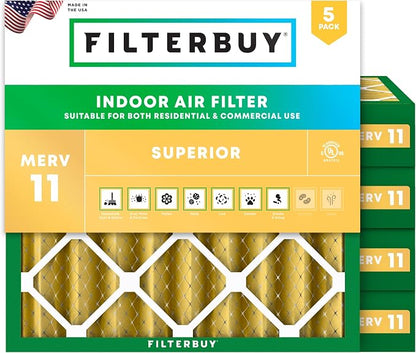 Filterbuy 25x25x4 Air Filter MERV 11 Superior Pet & Allergy Defense, by Filterbuy