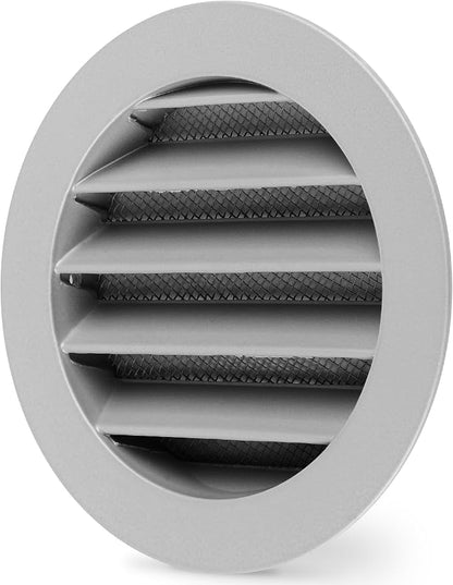 calimaero® WSGG 4" Inch Gray Round Metal Air Vent Grill Cover Flat Louver by Calimaero