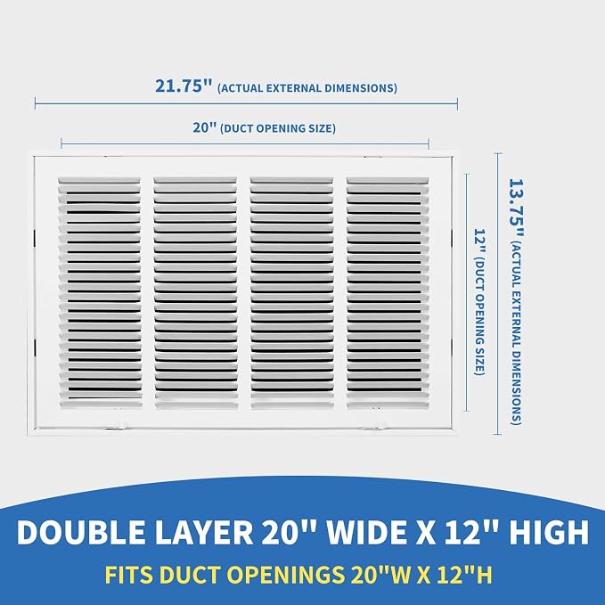 20x12 Return Air Grille, Return Air Vent Cover - Image 2