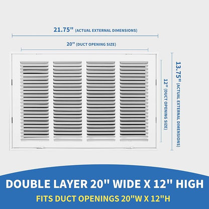 20x12 Return Air Grille, Return Air Vent Cover - Image 2