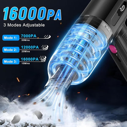 KMM Handheld Car Vacuum Cleaner, 4 in 1 Vacuum Cleaner 16000Pa Air Duster - Image 3