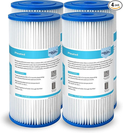 Membrane Solutions 20 Micron Pleated Water Filter Home 10"x4.5" Whole House by MembraneSolutions