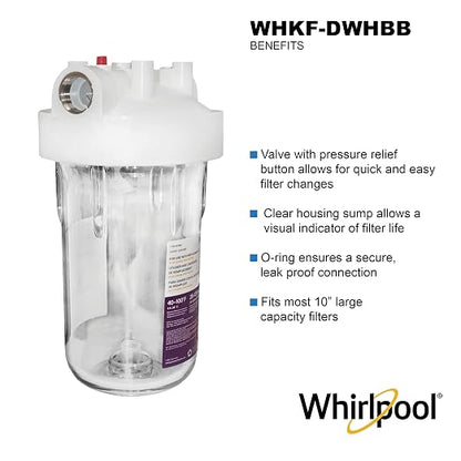 Whirlpool 10" x 4.5" Large Capacity Whole House Water Filter Housing WHKF-DWHBB - Image 2