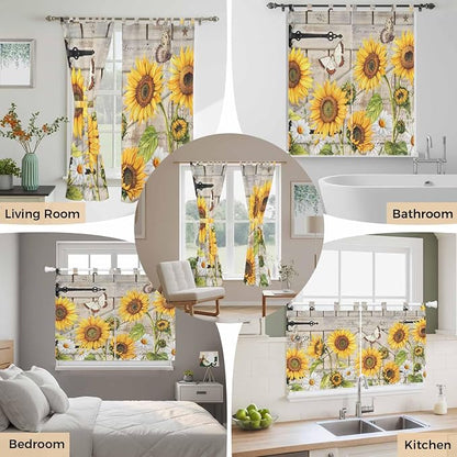 Farm Flowers Bathroom Curtains 63 Inch Length, Window Curtains Tab Top - Image 7
