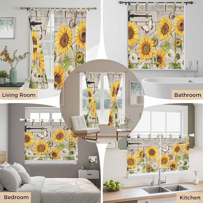 Farm Flowers Living Room Curtains 84 Inch Length, Window Curtains Tab Top - Image 7