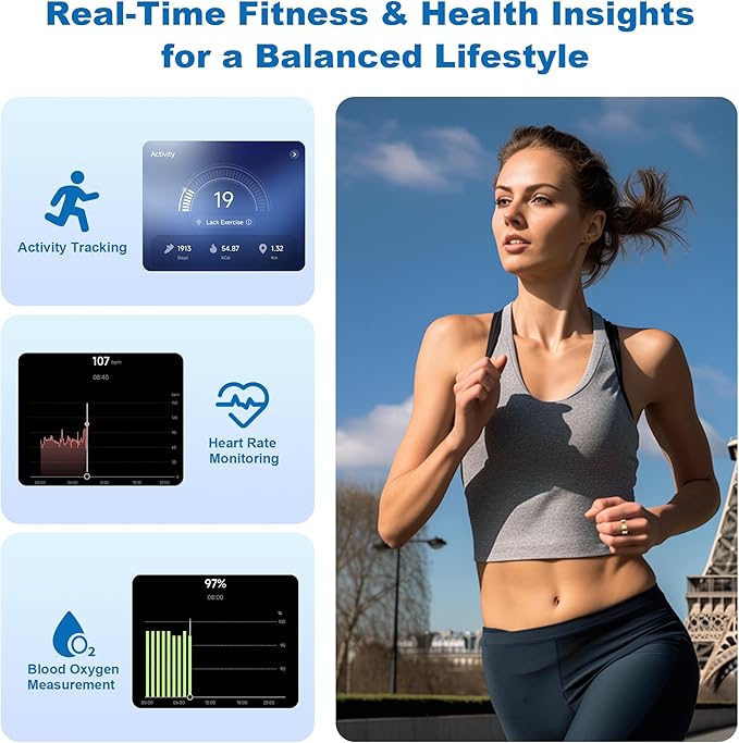 Smart Ring for Women Men, Valentine's Day Gifts, Minimalist Fitness Ring with Heart Rate, Stress, Sleep, Step, Calorie Tracking, 5ATM Waterproof for iPhone and Android,No Subscription (Rose Gold, 6)
