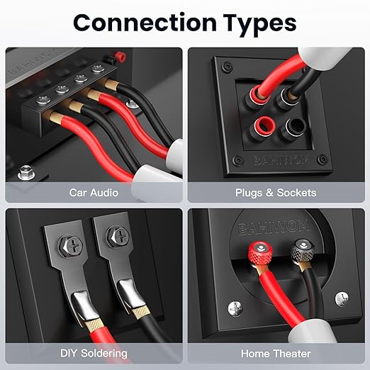 BAHIWOM Fire Safety CL2 Speaker Wire in-Wall & in-Ceiling 12 Gauge Wire 100 FT CCA Cord 2 Conductors Red Black Speaker Cable for Indoor Home Theater System,Car Audio Soft White Jacket