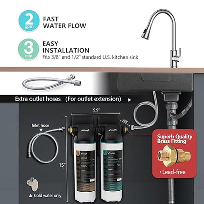 Frizzlife DW10 Under Sink Water Filter System, NSF/ANSI 53&42 Certified Elements - Image 3