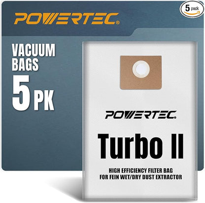 POWERTEC Fleece Filter Bag 5 Pack by POWERTEC