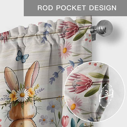 Easter Curtain Valances for Windows, Kitchen Valance Window Treatment, Spring - Image 5