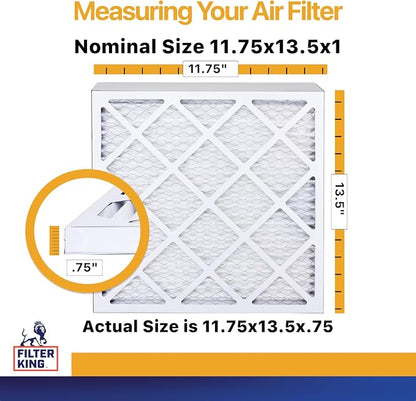 Filter King Air Filters 11.75x13.5x1 | 6 Pack | MERV 13 | HVAC Pleated AC - Image 2