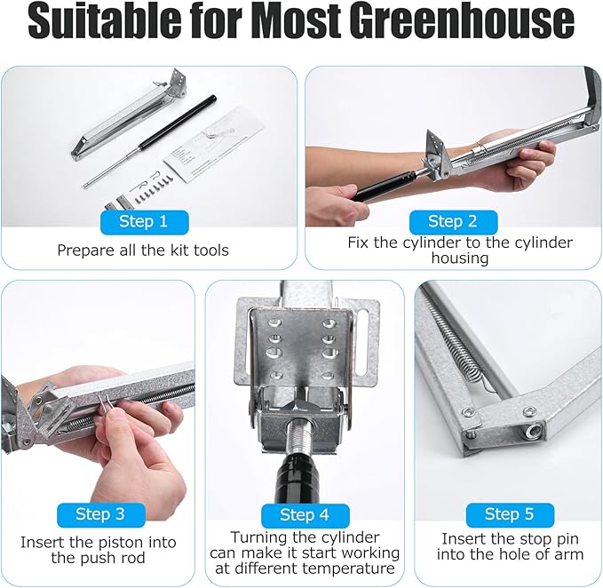 CHANGE MOORE Auto Vent Opener Automatic Greenhouse Window Opener Roof Vent Opener Auto Vent Kit Sensitive Gardening Tools Automatic Greenhouses Supplies (1Pc Single Spring Up to 33lbs)