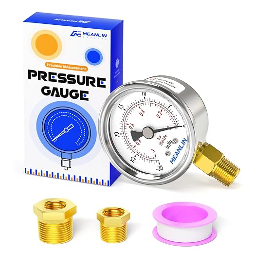 MEANLIN MEASURE -30inHG~0Psi Vacuum Gauge Stainless Steel 1/4" NPT 2" FACE DIAL by MEANLINMEASURE