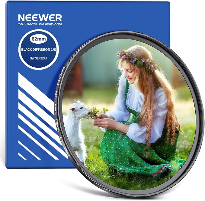 NEEWER 82mm Black Diffusion 1/8 Filter Soft Dreamy Cinematic Effect Filter by Neewer