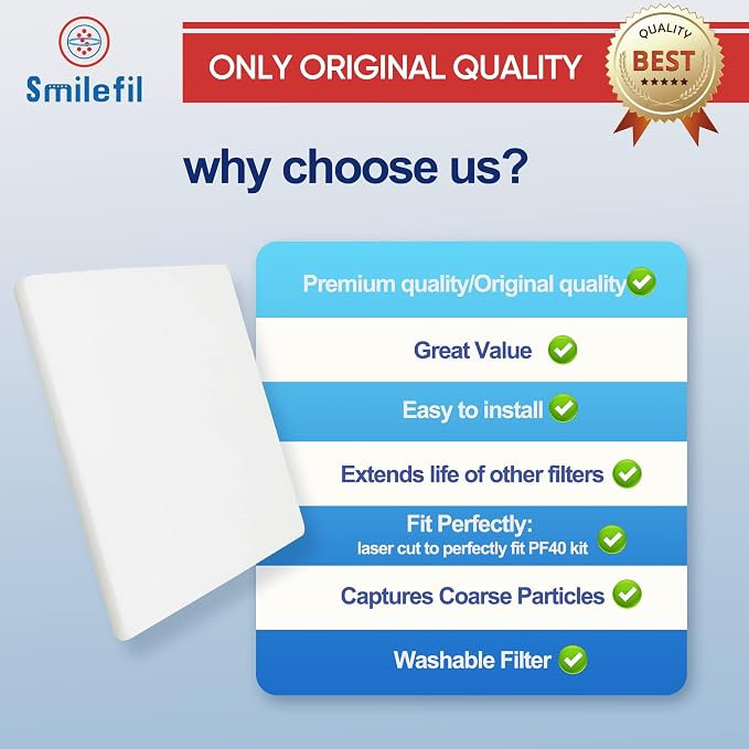 Smilfil 5 Pack PF40 Replacement Pre-Filter Pads Compatible - Image 7