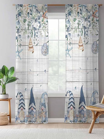 Sheer Curtains 96 Inches Long, Coastal Eucalyptus Leaf Semi Sheer Curtains - Image 5