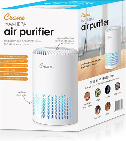 Crane True HEPA Air Purifier for Home, and Dorm Room, Bedroom Essentials - Image 8