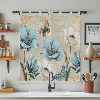 Spring Flowers Bedroom Curtains 72 Inch Length, Window Curtains Tab Top - Image 3