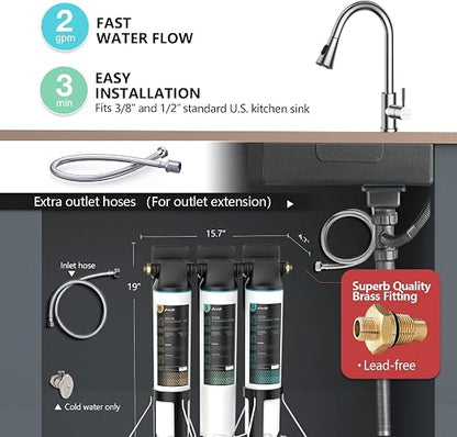 Frizzlife TW15 Under Sink Water Filter System, NSF/ANSI 53&42 Certified Elements - Image 3