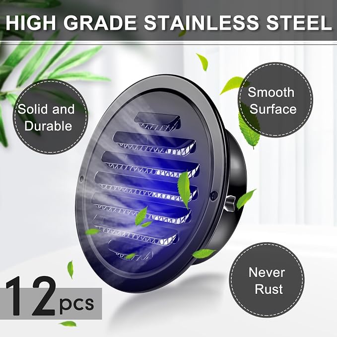 Zonon 12 Pcs Stainless Steel Soffit Vents 4 Inch Round Dryer Vent Cover - Image 5