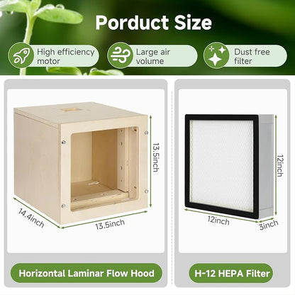 Vikua 12"x12" HEPA Horizontal Laminar Flow Hood Suitable - Image 2