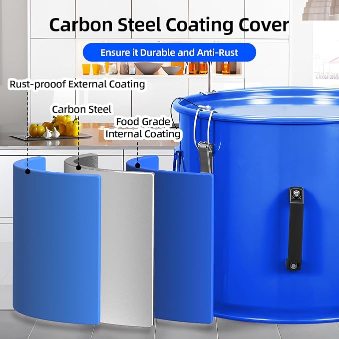 Garvee Fryer Grease Bucket, 10 Gal Oil Disposal Caddy, Carbon Steel - Image 3