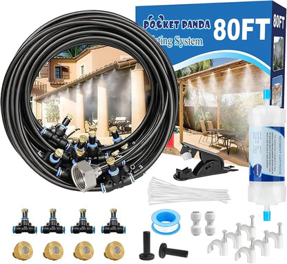 Pre-Assembled Misters for Outside Patio, 80FT|24M.Outdoor Misting Cooling by POCKETPANDA