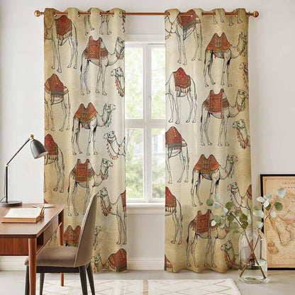 2 Panel Kitchen Cafe Curtains, Desert Sand Camel Sunlight Filtering Nature Air - Image 4