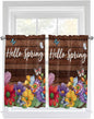 Spring Flowers Tier Curtains 45 Inches Long, Watercolor Farmhouse Colorful by Unknown