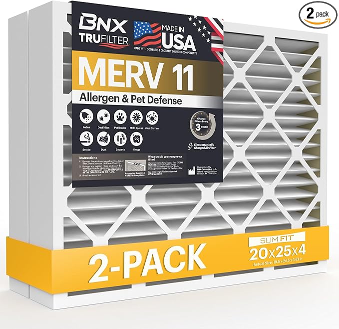 BNX TruFilter 20x25x4 MERV 11 Air Filter 2-Pack by BNX
