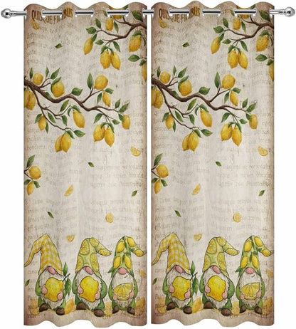 Summer Gnome Outdoor Curtains for Patio Gnome Lemon Leaf Vintage Waterproof - Image 9