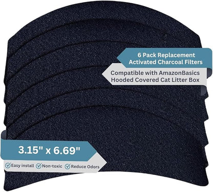 6-Pack Activated Carbon Cat Litter Box Filter Replacement by FreshHeadquarters