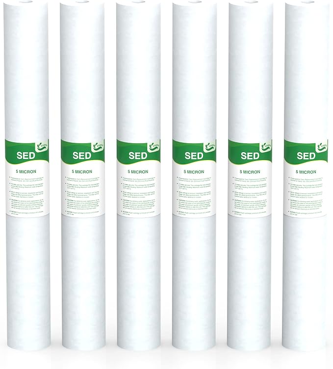 5 Micron Water Filter 20" x 2.5" Replacement Cartridge, 20-inch Sediment by Vegebe