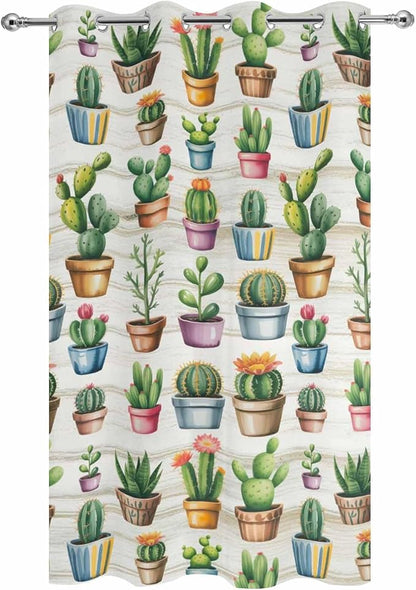 Summer Cactus Outdoor Curtains for Patio Cactus Tropical Plant Wooden - Image 9