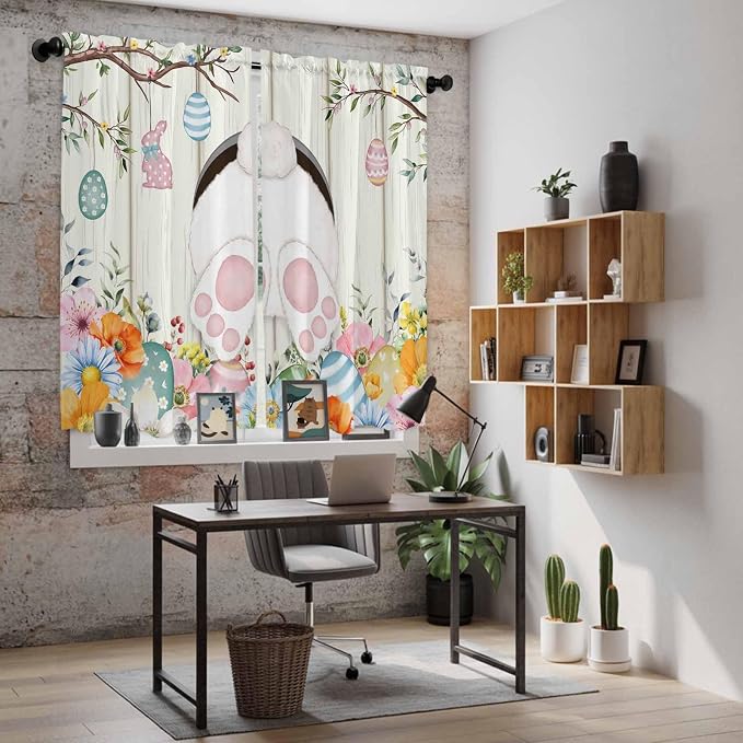 Easter Window Curtains 63 Inch Long 2 Panel Set, Rod Pocket Bedroom Curtains & - Image 6