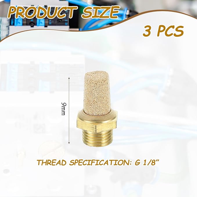 MECCANIXITY 3PCS Pneumatic Exhaust Muffler, g 1/8" Thread Male Sintered Bronze - Image 2