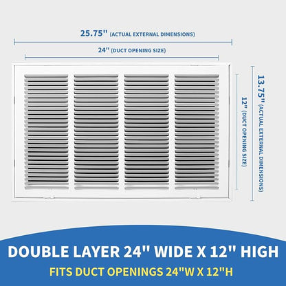 24x12 Return Air Grille, Return Air Vent Cover - Image 2