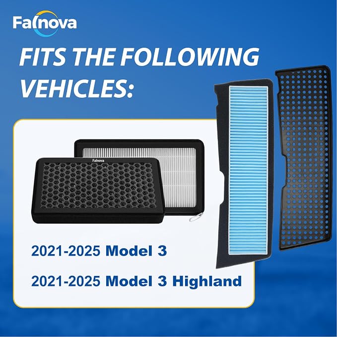 Compatible with Tesla Model 3 2021-2025 Front Trunk & Cabin Air Filter Kit — - Image 3