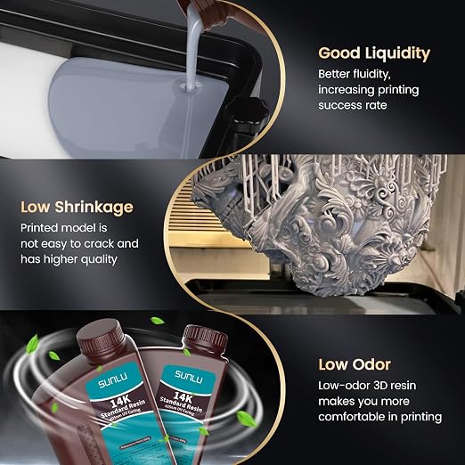 SUNLU 14K High Precision 3D Printer Resin 2KG, Standard 3D Printing Resin - Image 6
