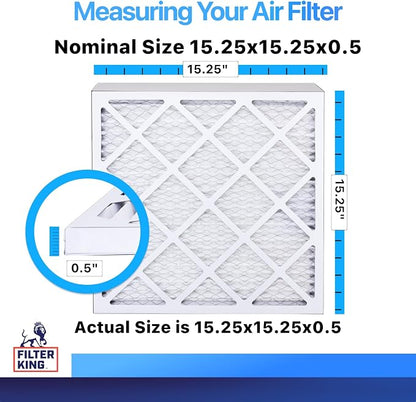 Filter King 15.25x15.25x0.5 Air Filter | 4-PACK | MERV 8 HVAC Pleated A/C - Image 2