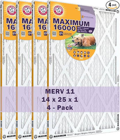 Arm & Hammer Max Allergen & Odor Reduction 14x25x1 Air and Furnace Filter by ARMHAMMER