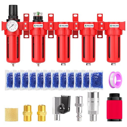 TAILONZ PNEUMATIC 0-150PSI 1/4 Inch NPT Red Industrial Grade 5 Stage Air Drying by TAILONZPNEUMATIC