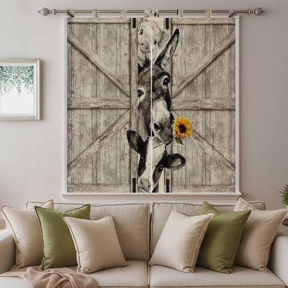 Funny Farm Animals Bathroom Curtains 63 Inch Length, Window Curtains Tab Top - Image 9