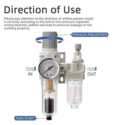Air Pressure Regulator with Pressure Gauge, Water Separator - Image 5