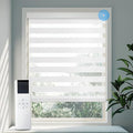 COOLWINDS Motorized Zebra Blinds for Windows Cordless Electric Curtains with Remote Control Blackout Shades Custom Smart Blinds Compatible with Alexa Google Home(Light Filtering White,W36 X 72in)