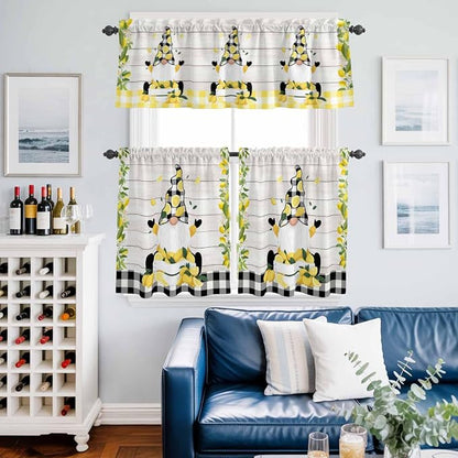 Lemon Gnomes Kitchen Curtains Set 3 Piece - Image 2