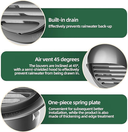 4" in Heavy Duty Thickened 304 Stainless Steel Air Vent Cover Louvered Grille - Image 7